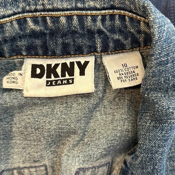 Vintage ‘92 Designer Donna Karan NY Denim Felt Letterman Vest Streetwear Retro - Picture 4 of 11